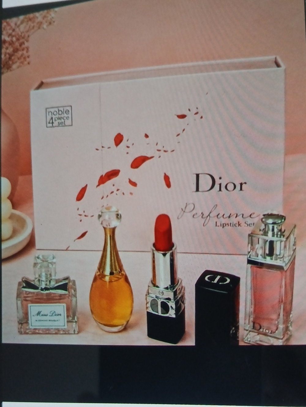 Dior Pink Gift Set with Glass Perfume Bottles